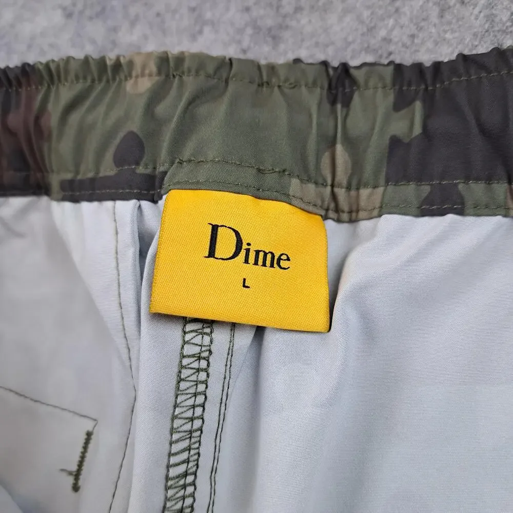 Dime Pants Mens Large Green Brown Puzzle Camo Track Zip Pockets Skate Outdoors